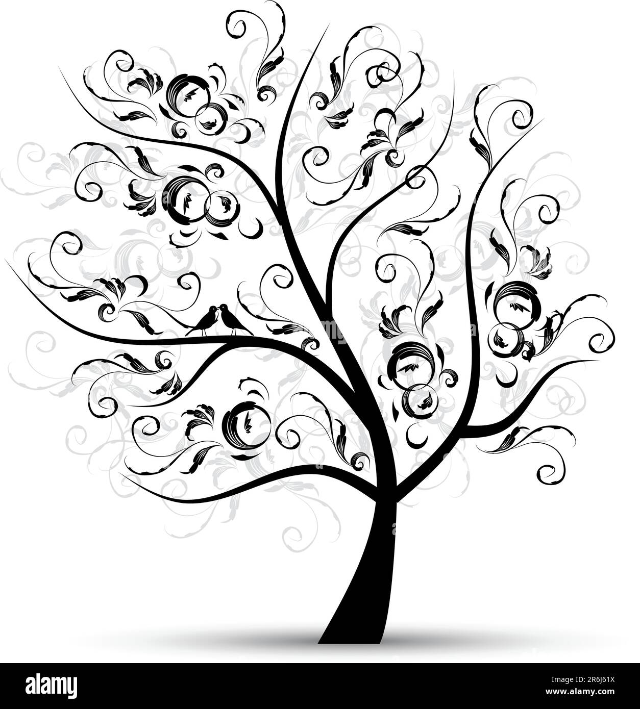 Art tree beautiful, black silhouette Stock Vector Image & Art - Alamy