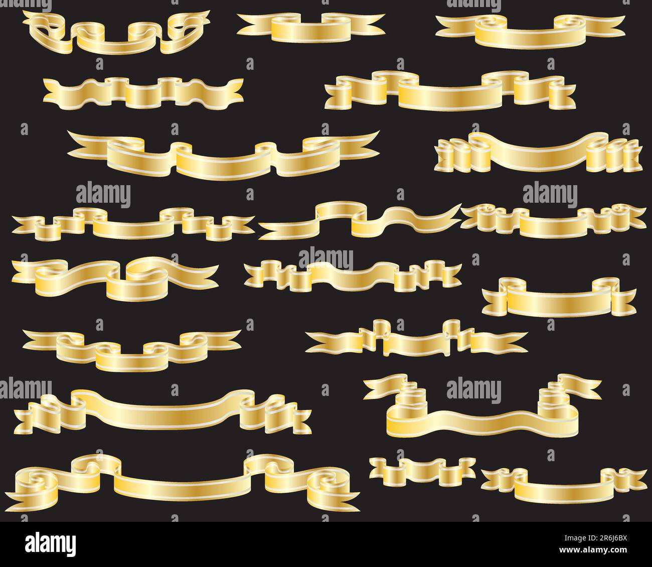 Golden Ribbin Pattern Set of golden ribbons with silver stripes. Vector illustration Stock ...