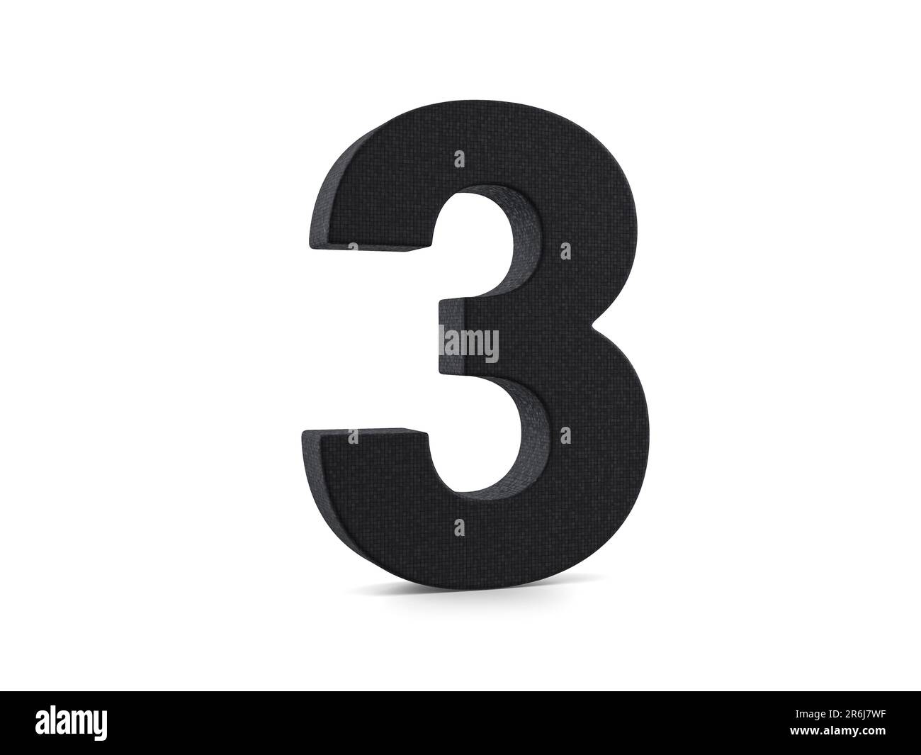 Plastic number three on a white background. 3d illustration Stock Photo