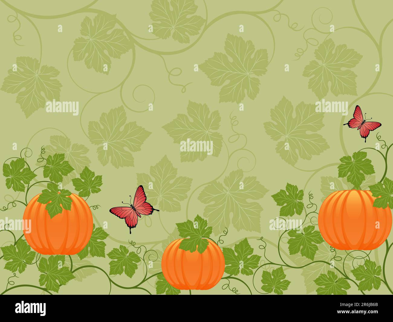 Floral background with a pumpkin. Vector illustration Stock Vector ...