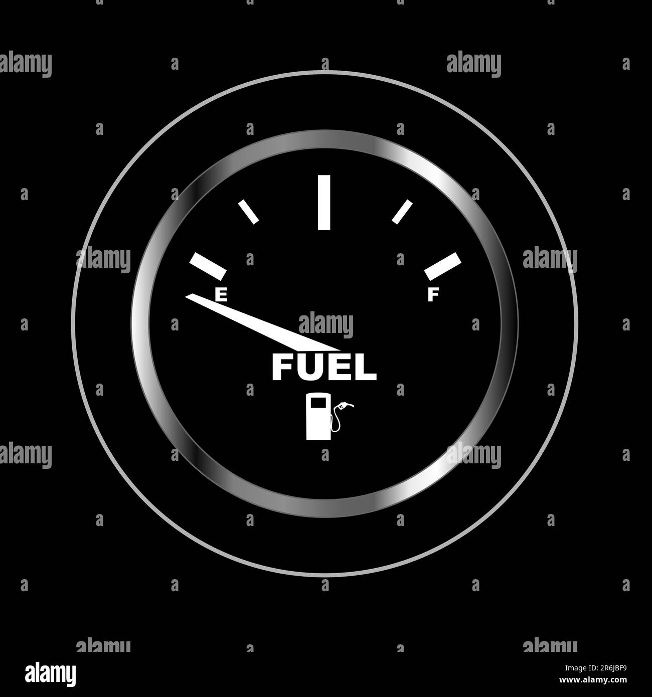 Vector image of a fuel gauge, shows empty. Stock Vector