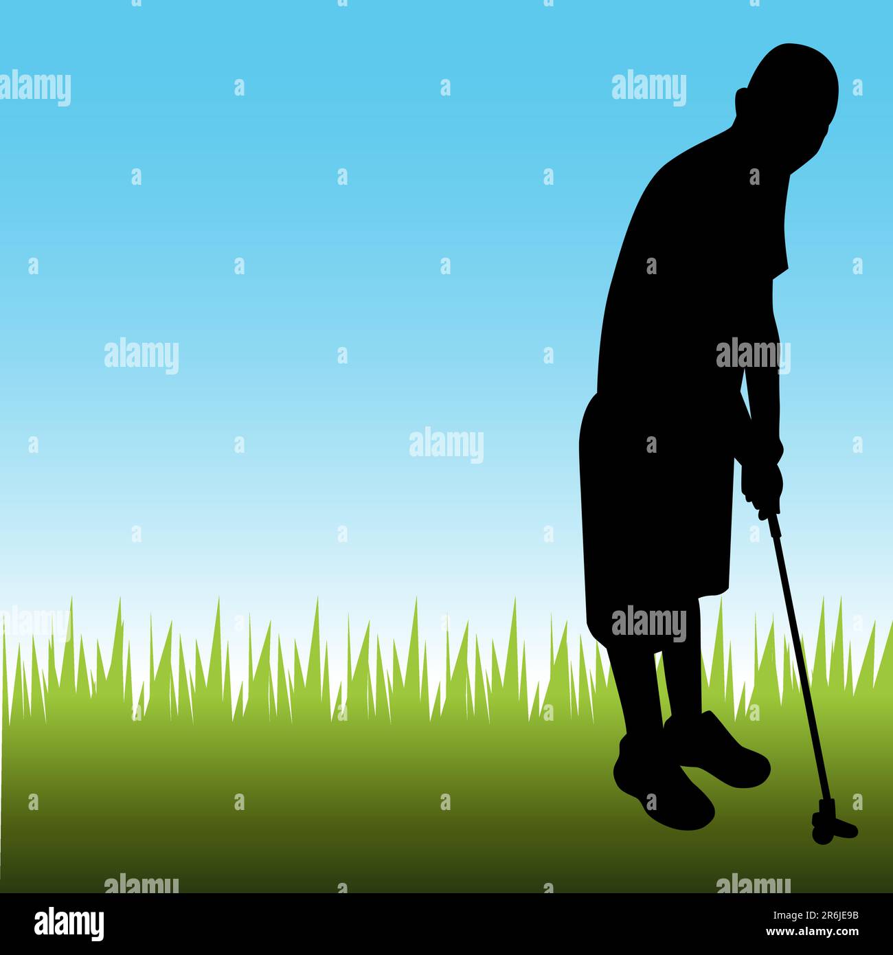 An image of a man playing golf. Stock Vector