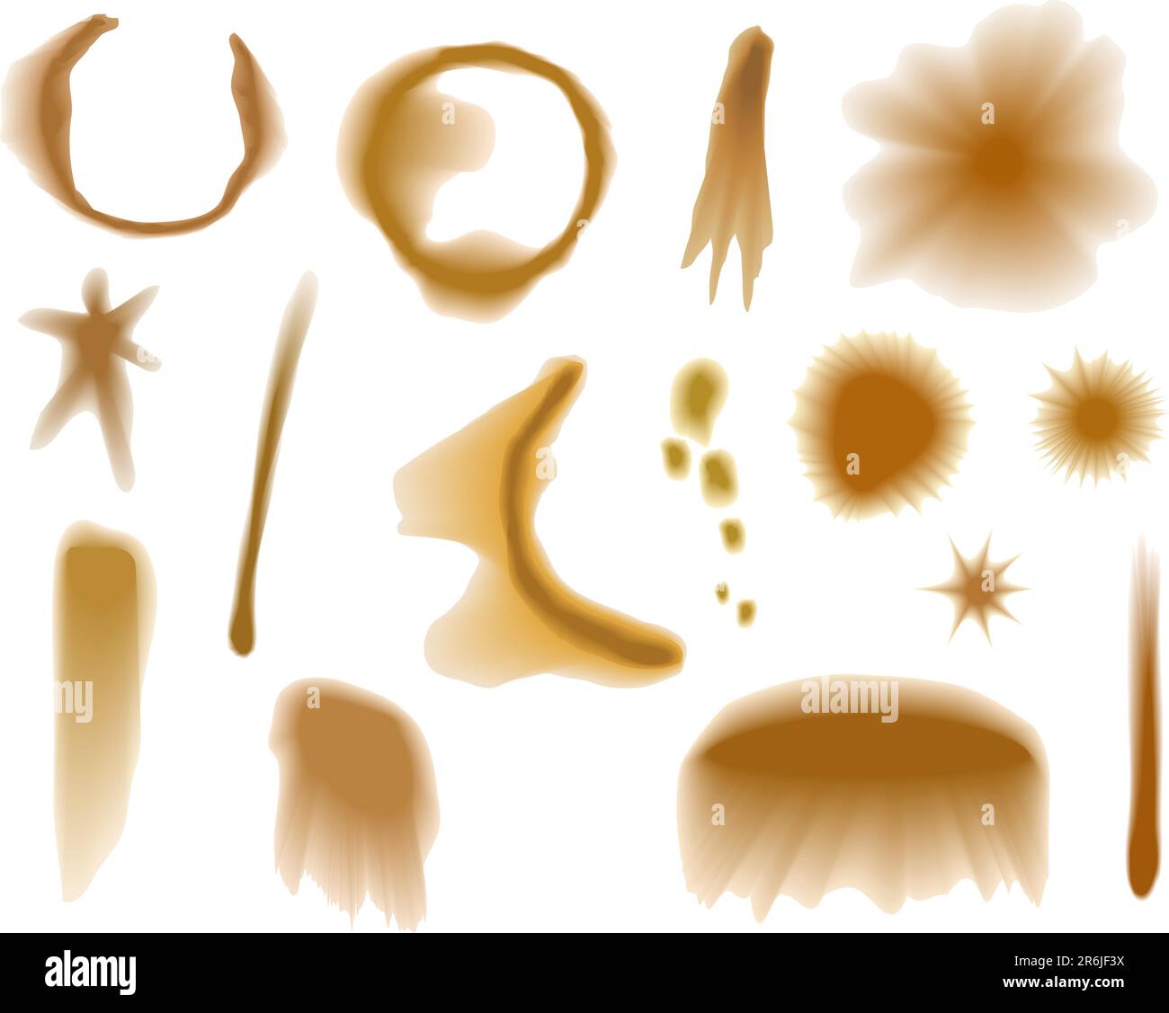 Vector designs of various tea and coffee spills and stains Stock Vector