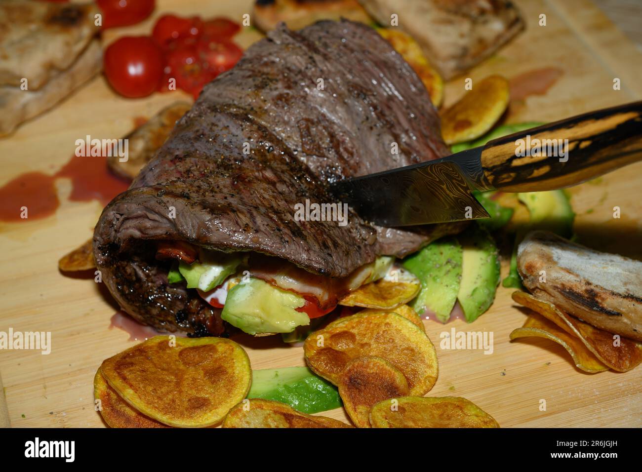 Beef of the Stonemason or Bricklayer or Bife de Albanil Sirloin or Rump Steak Stock Photo