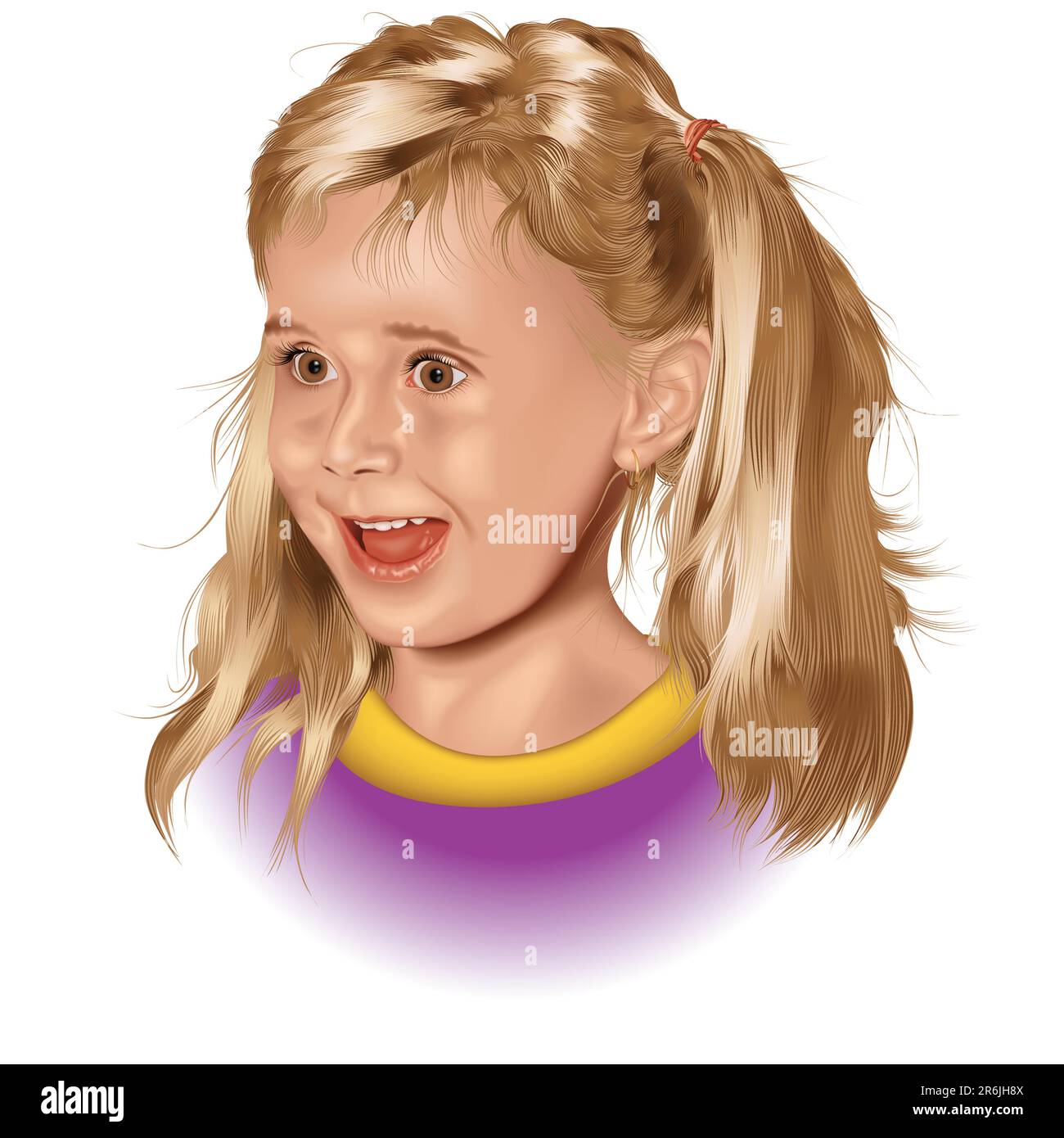 Little Girl - Photorealistic coloured vector illustration Stock Vector ...