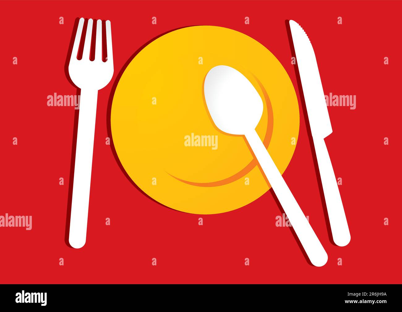 yellow plate on red background vector illustration Stock Vector Image