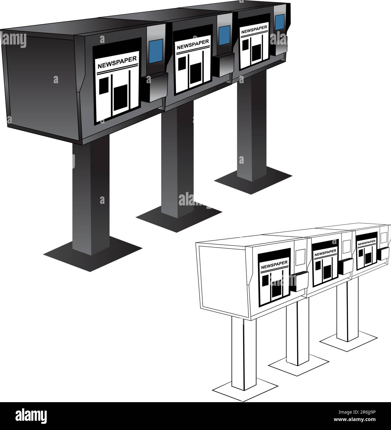 An image of a newspaper stand machine. Stock Vector