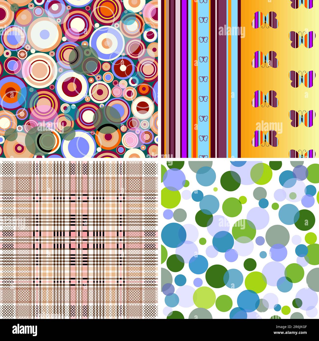Set colorful geometric seamless patterns (vector, EPS 10) Stock Vector
