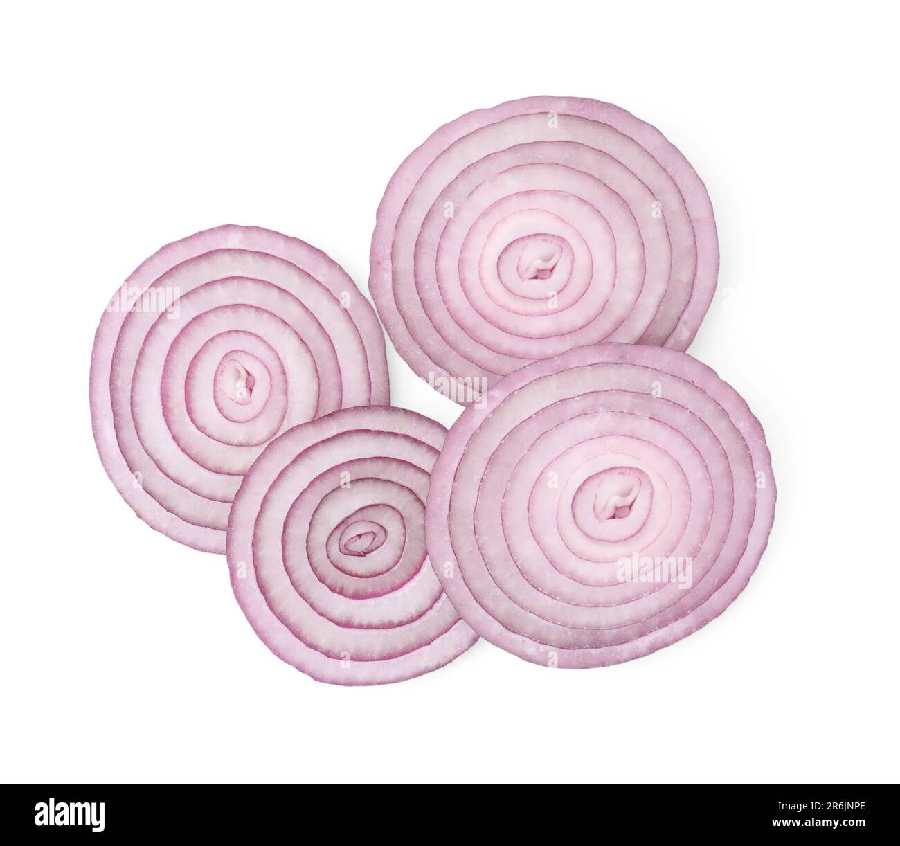 Fresh slices of red onion isolated on white, top view Stock Photo - Alamy
