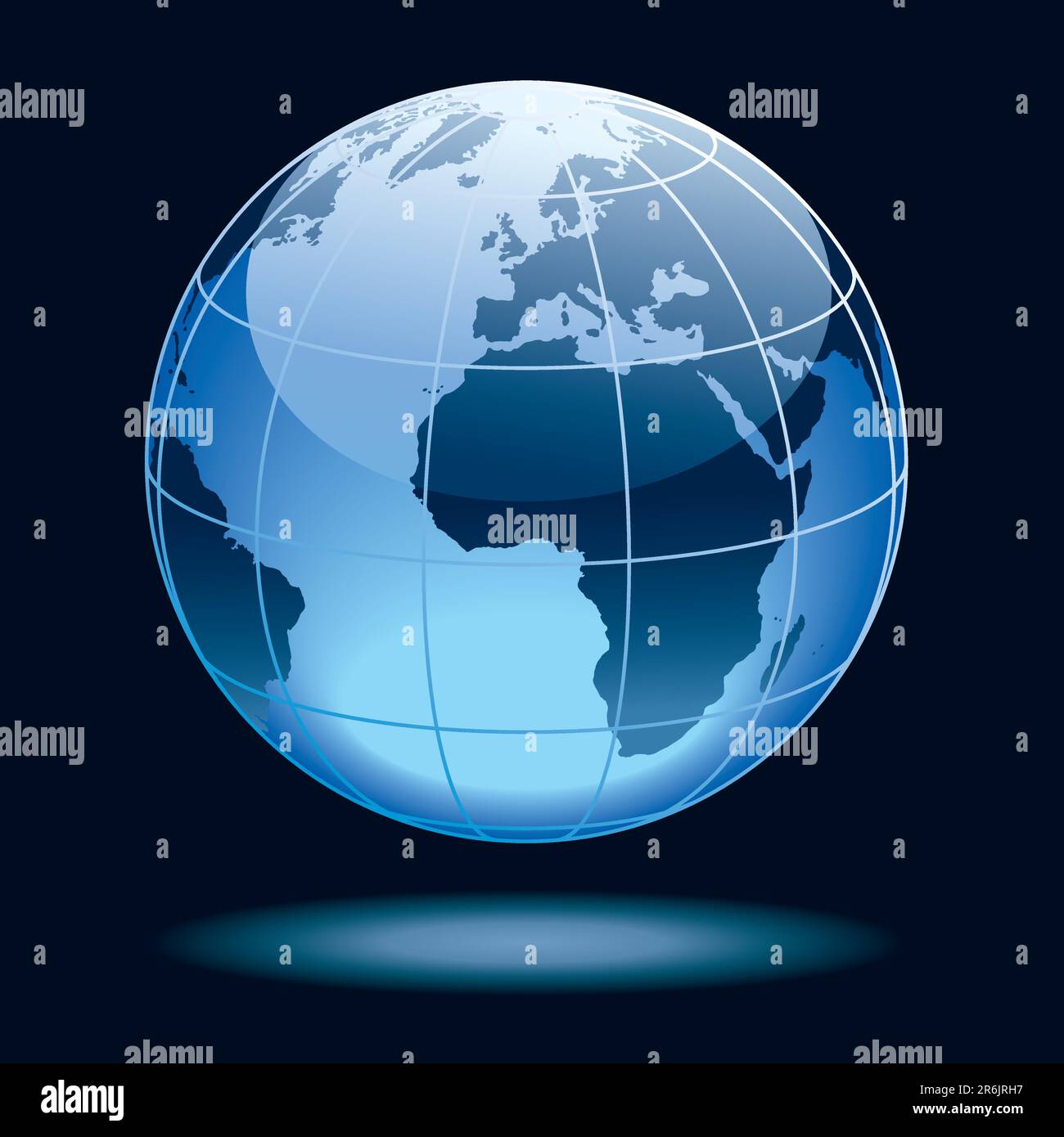 Globe showing earth with continents Europe and Africa. Stock Vector