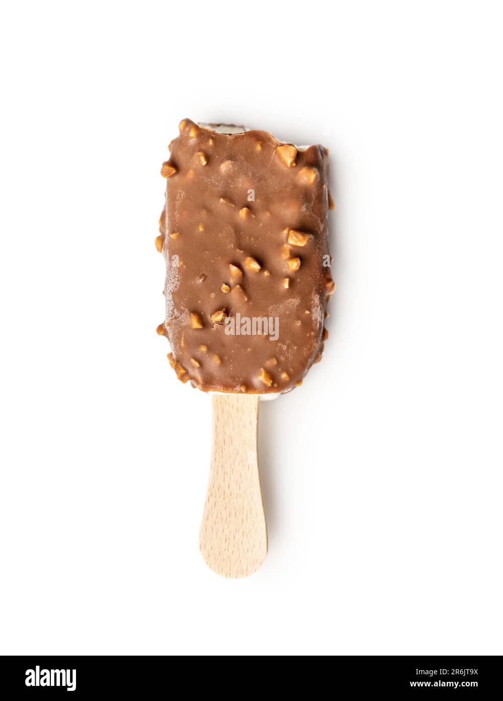 Popsicle, ice cream covered with chocolate isolated on the white background. Stock Photo