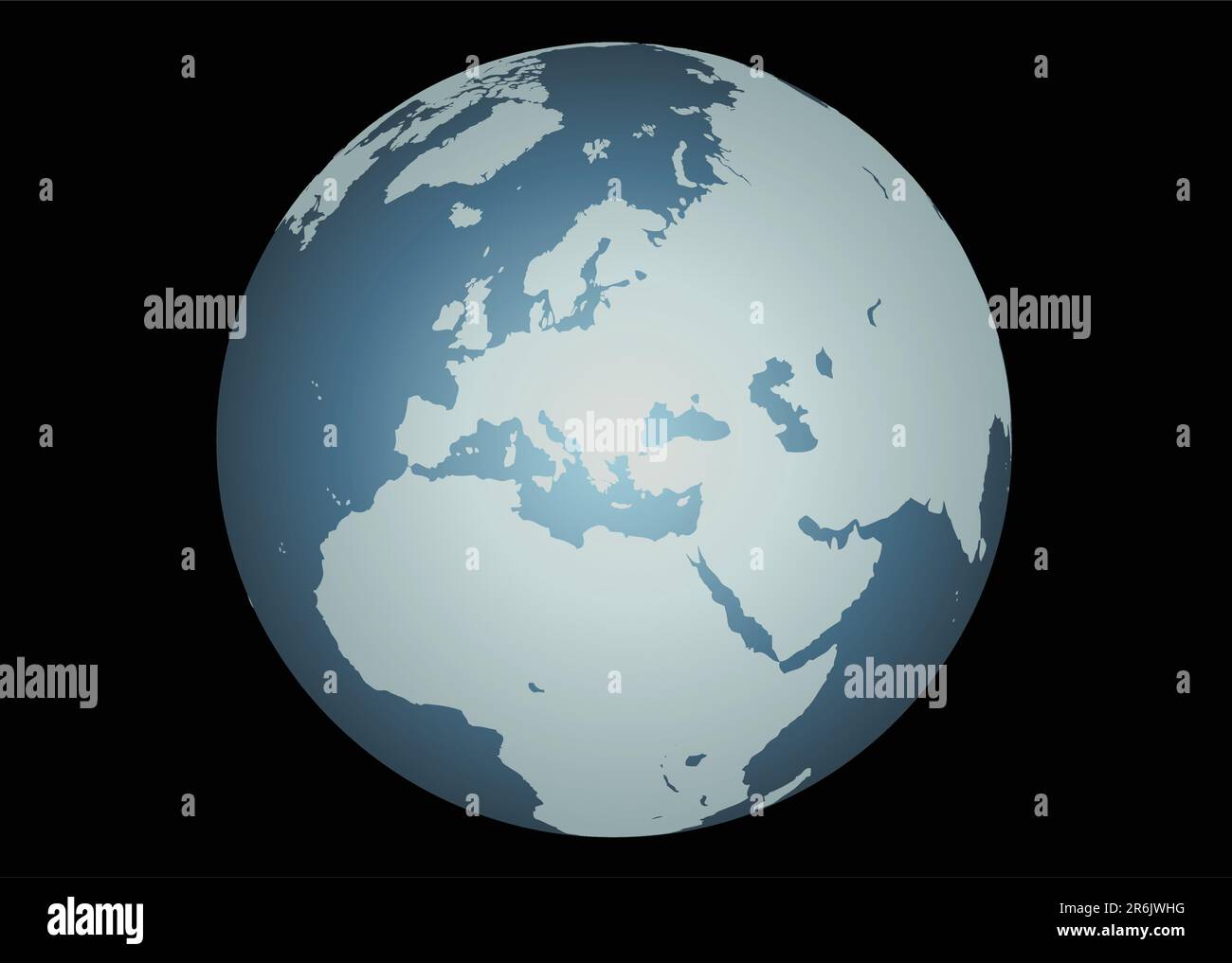 Europe (Vector). Accurate map of Europe. Mapped onto a globe. Includes small islands. Stock Vector