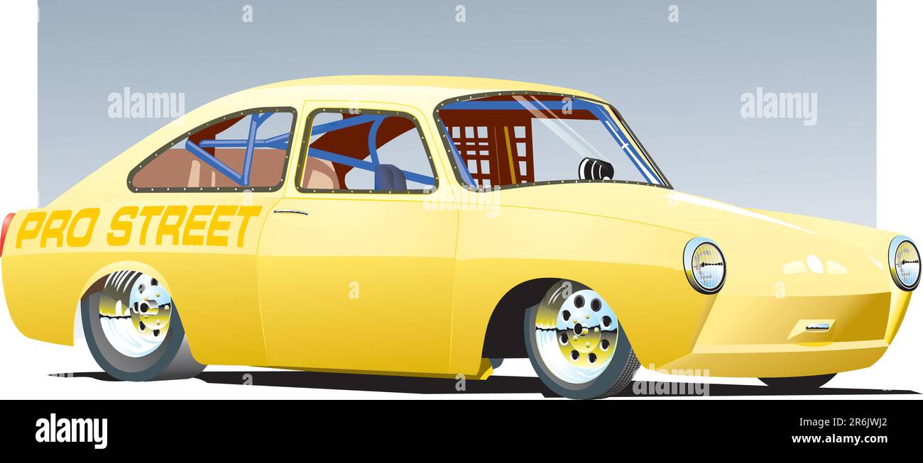 An illustration of a classic nostalgic drag car Stock Vector Image