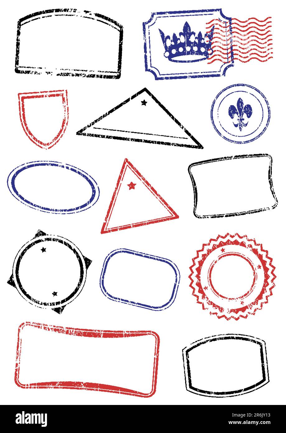 Vector set of different stamps. All objects and details are isolated