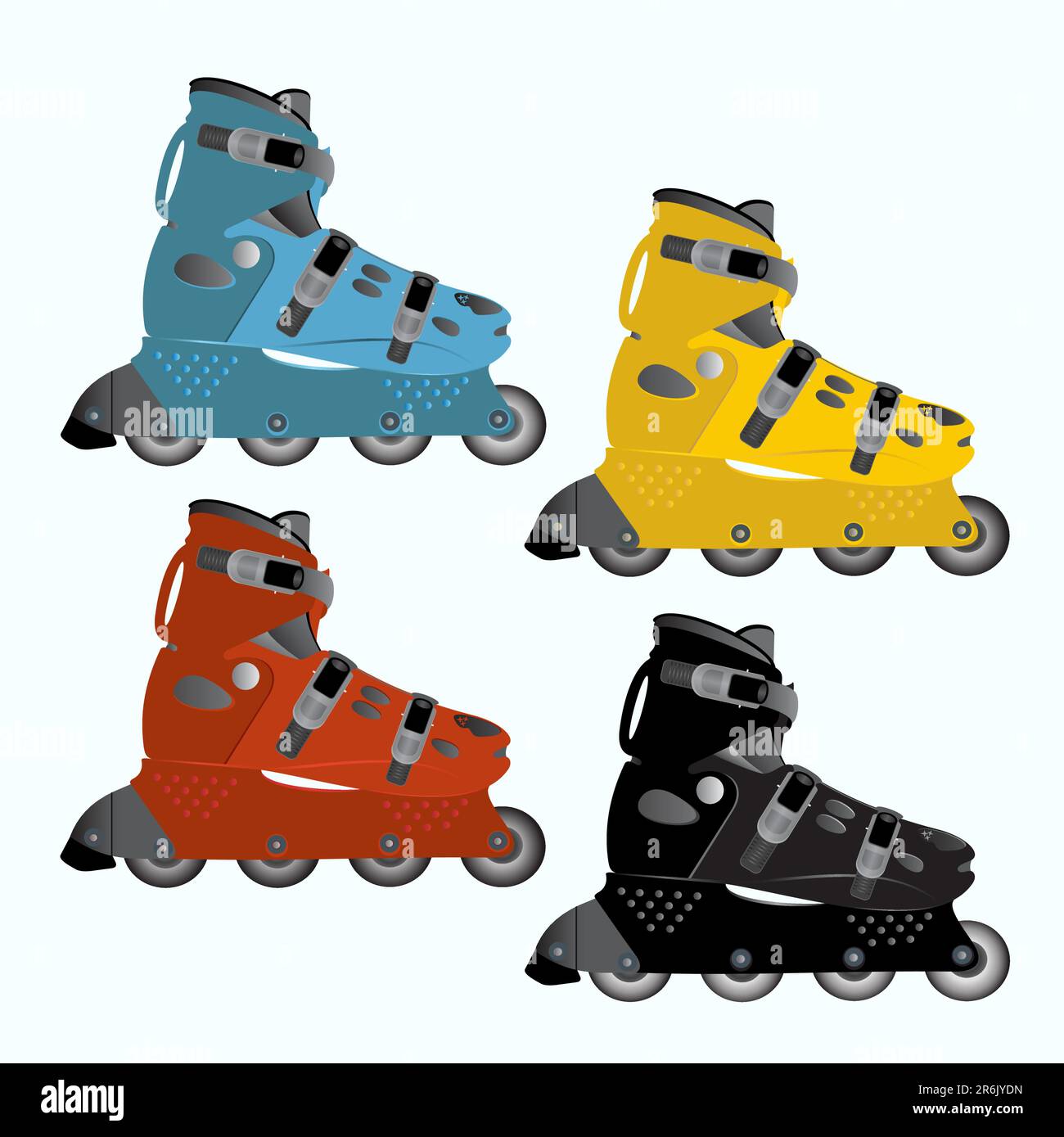 Blue, yellow, red and black Roller Skates Stock Vector Image & Art Alamy
