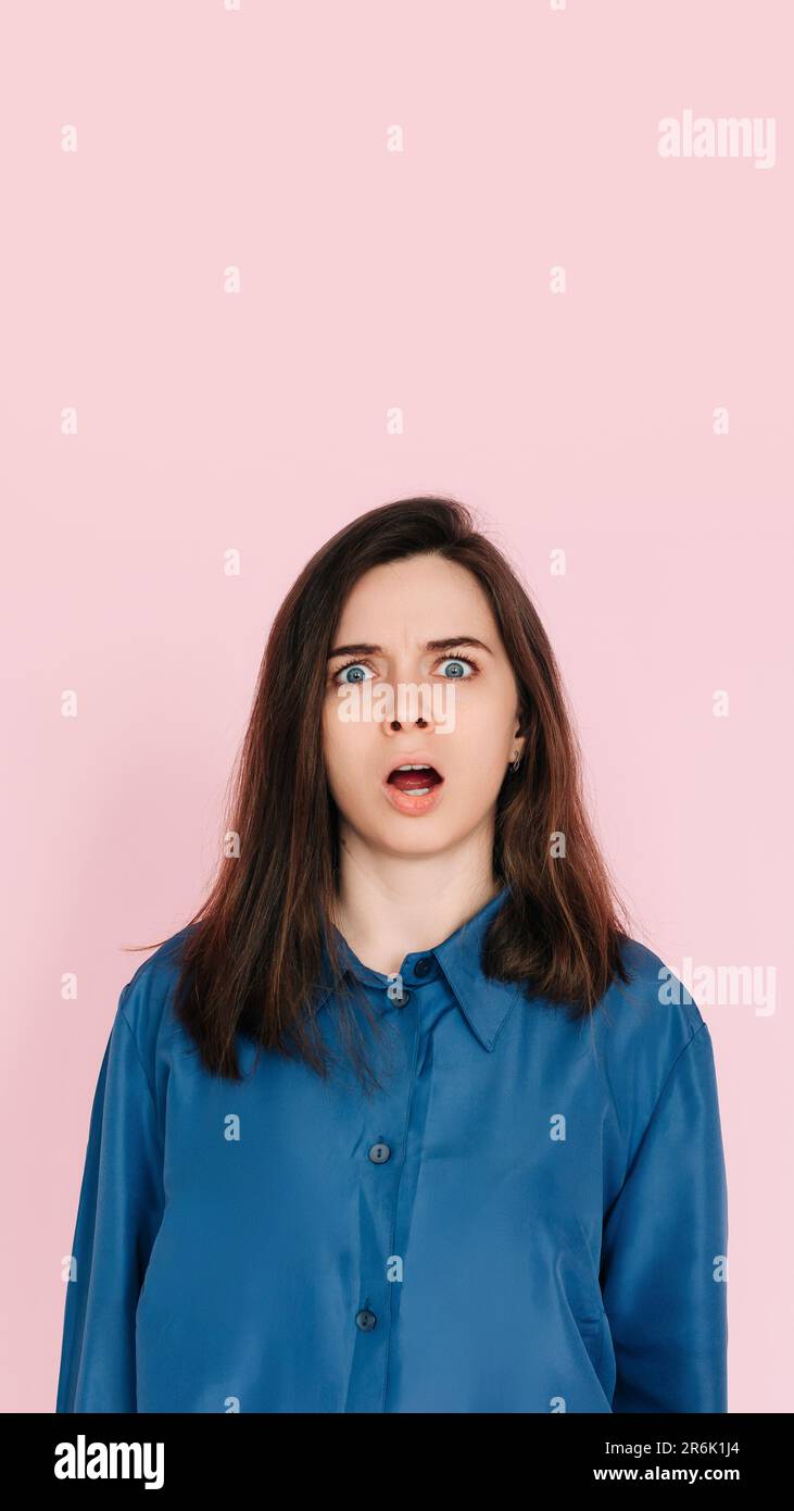 Stunning Portrait of a Speechless Woman in Utter Shock, Wide Open Mouth