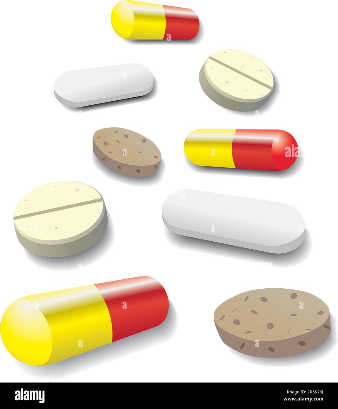 some pills and tabets - illustration Stock Vector