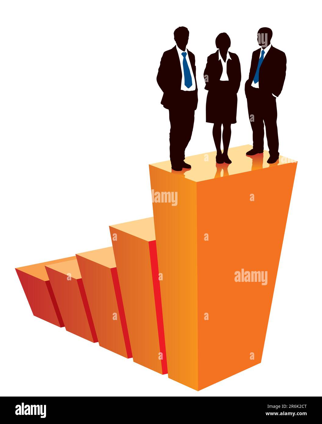 Successful business team is standing on a large graph, conceptual business illustration. Stock Vector