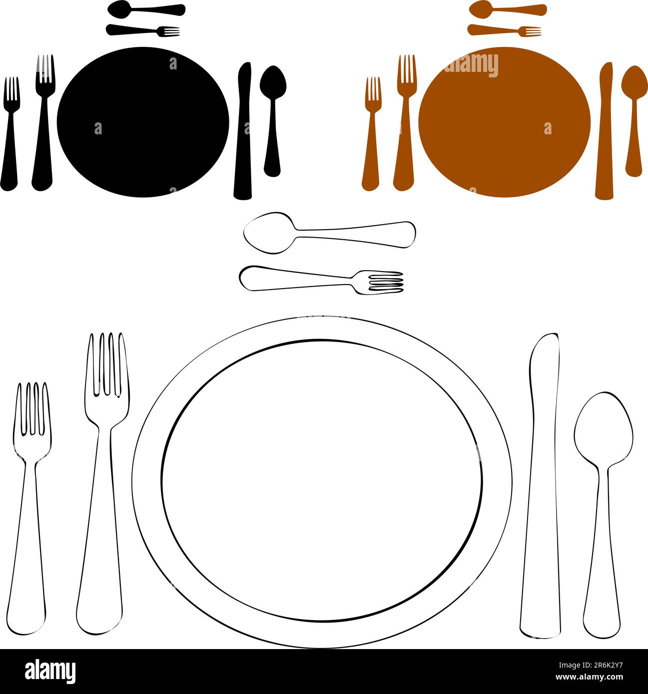 An image of a formal place setting. Stock Vector