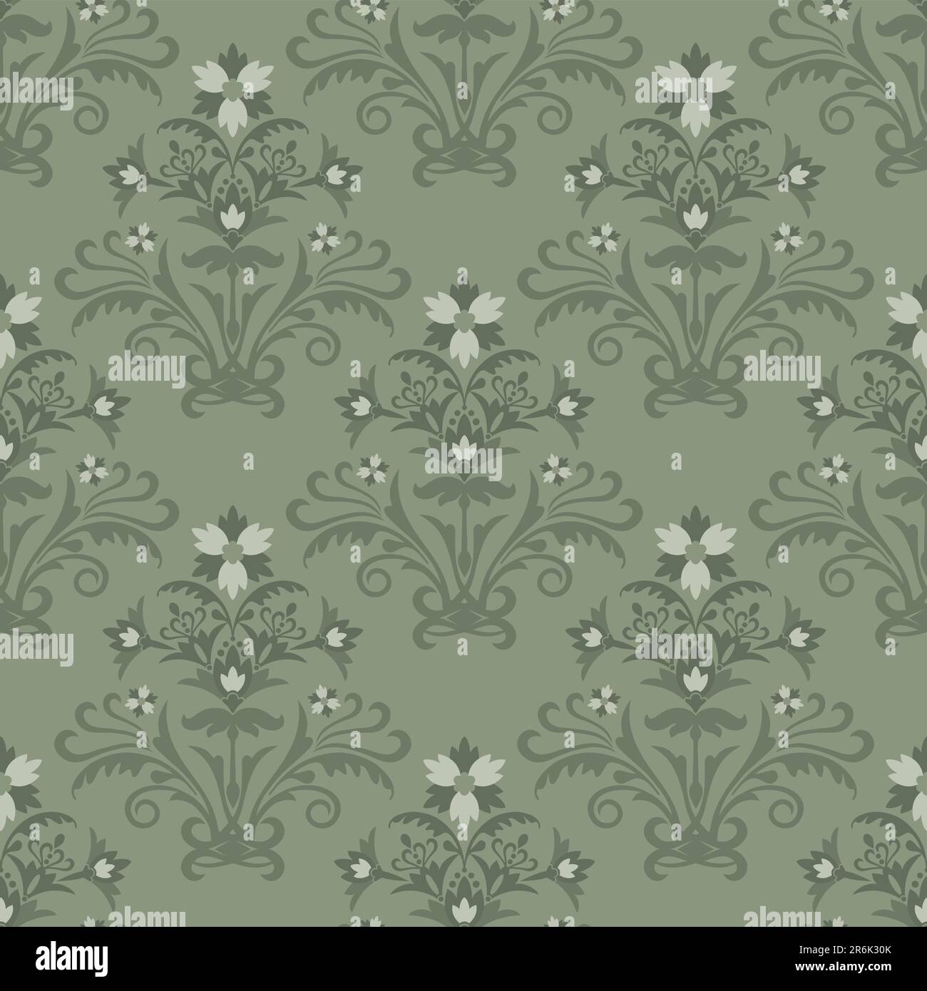 Seamless green floral wallpaper vector illustration Stock Vector Image
