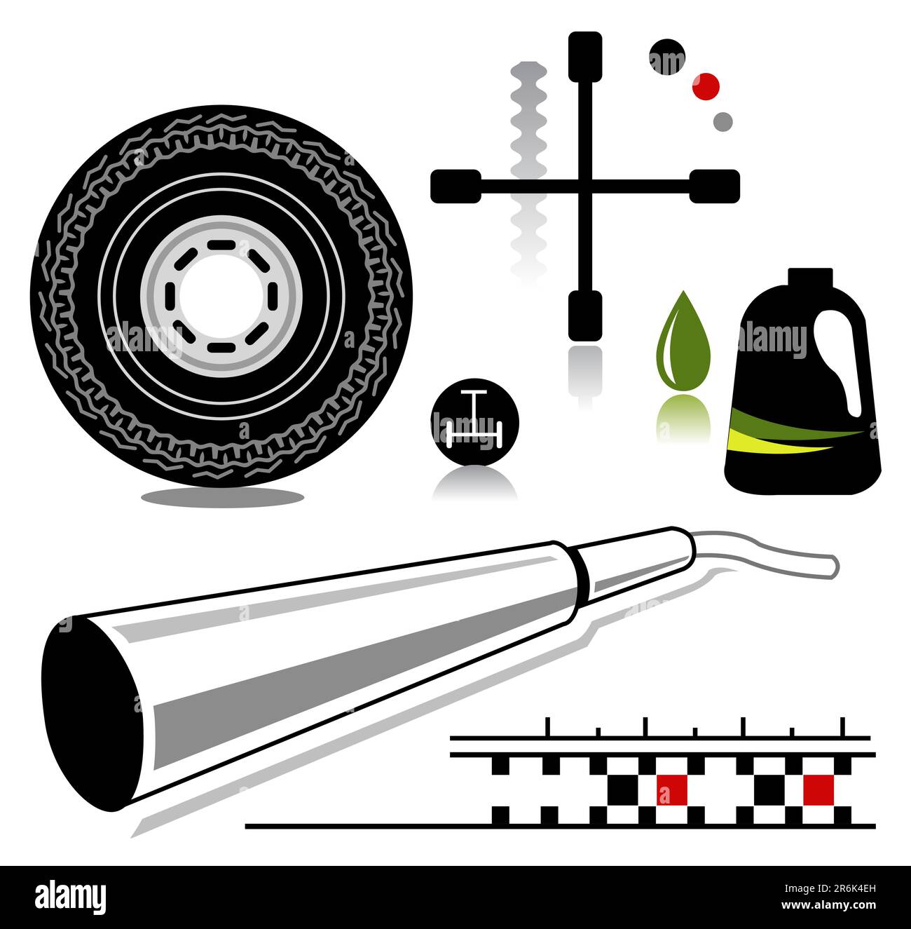 automotive service and repair related icons Stock Vector