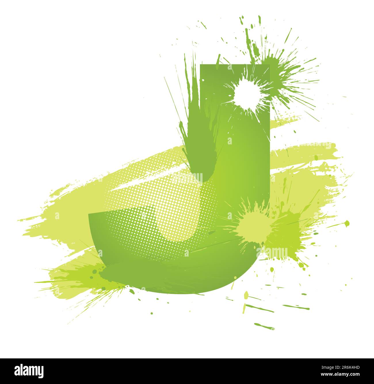 Green abstract paint splashes font. Letter J. Vector on white ...