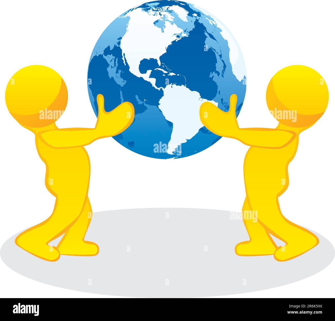 fully editable vector illustration of stylized people holding earth ...