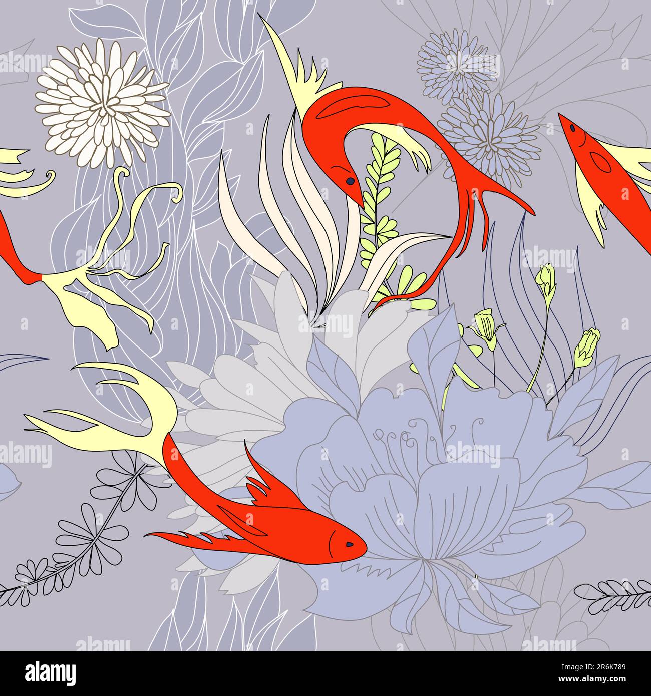 Seamless background with red fishes Stock Vector Image & Art - Alamy