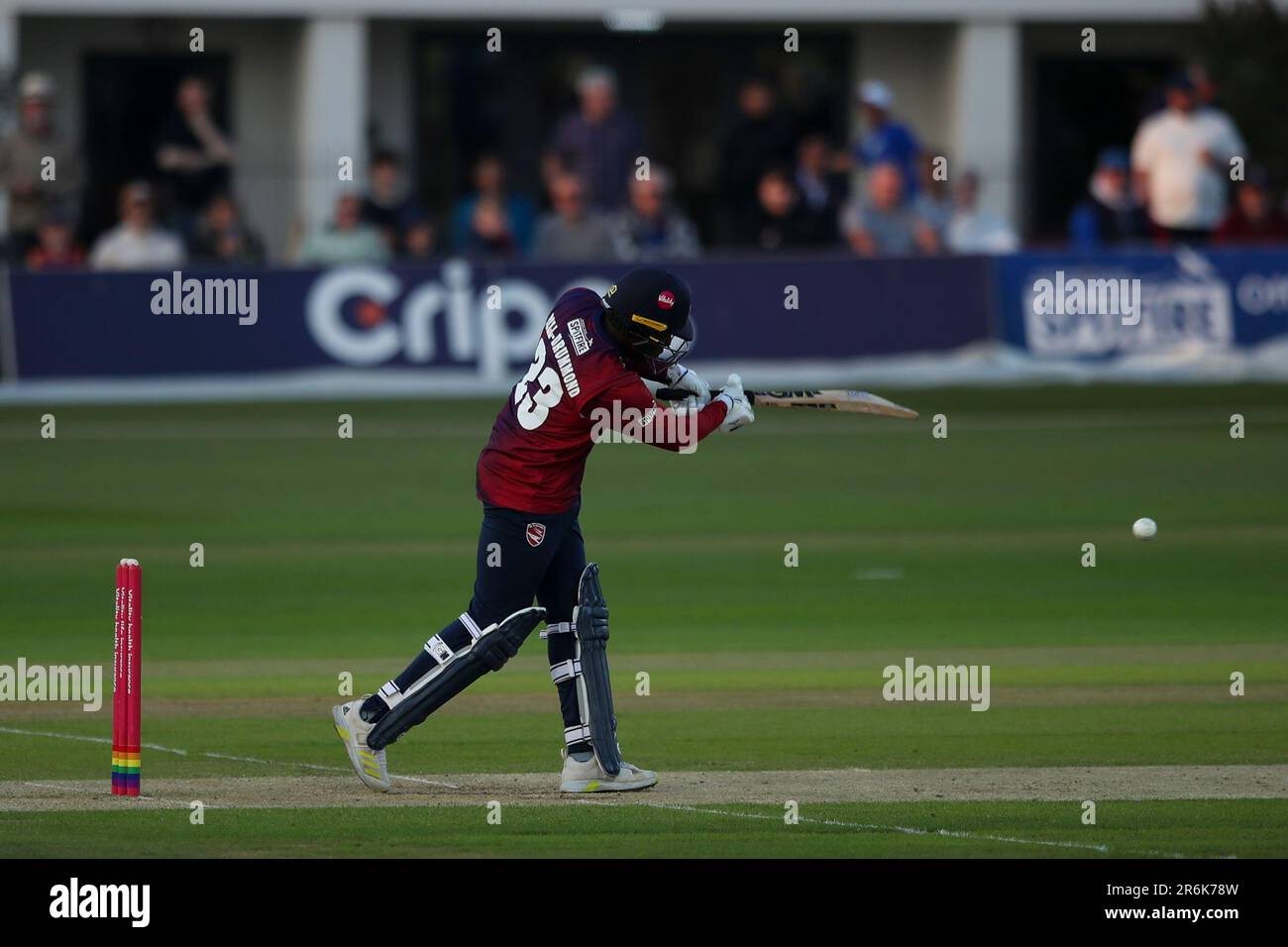 Daniel Bell-Drummond Kent cricket batsman bats during the Vitality T20 Blast match between Kent Spitfires vs Hampshire Hawks at the St Lawrence Ground, Canterbury on Friday 9th June 2023. (Photo: Tom West | MI News) Credit: MI News & Sport /Alamy Live News Stock Photo