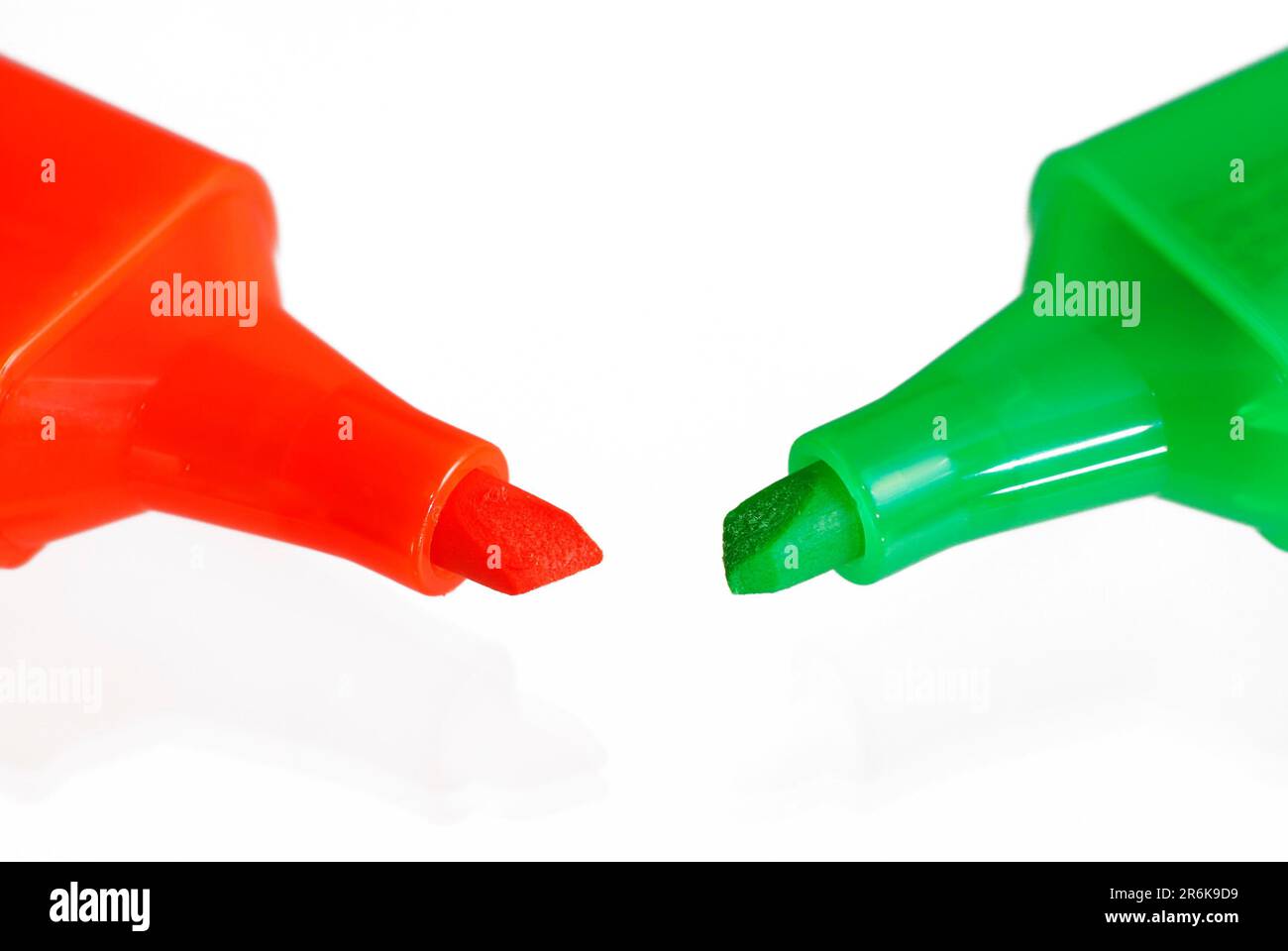 A green and a red highlighter Stock Photo