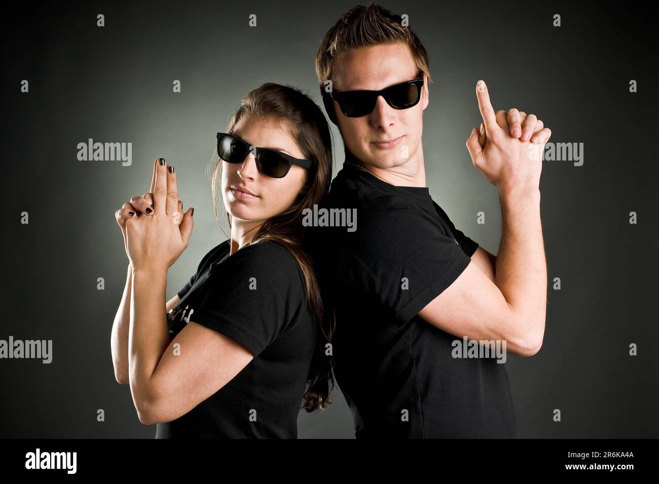 Dangerous couple in black Stock Photo