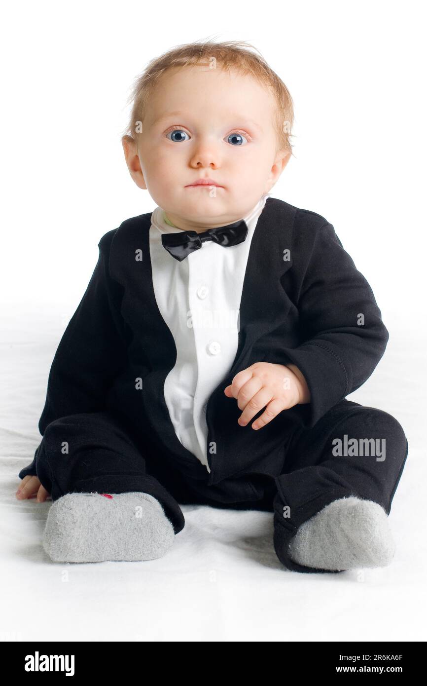 Chic cute kid in tails with bow tie Stock Photo