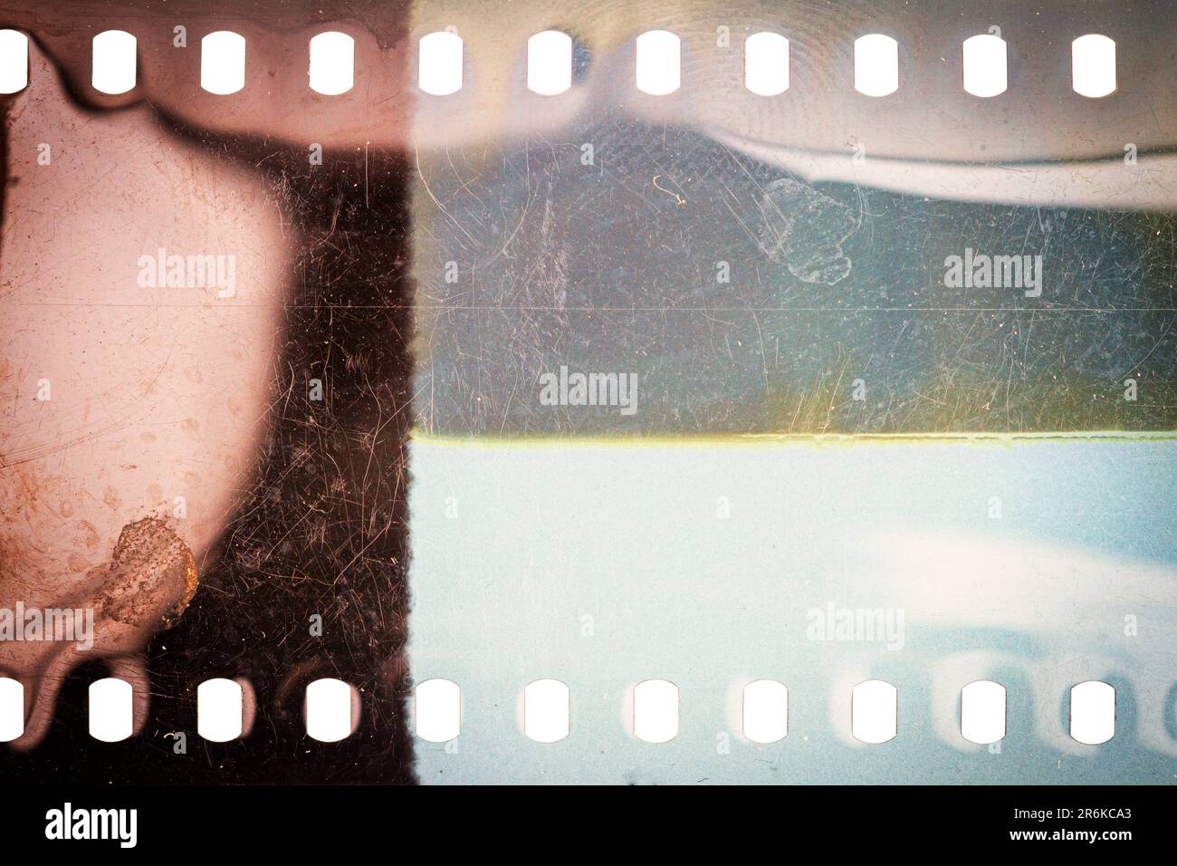 Dusty and grungy 35mm film texture or surface. Perforated scratched ...