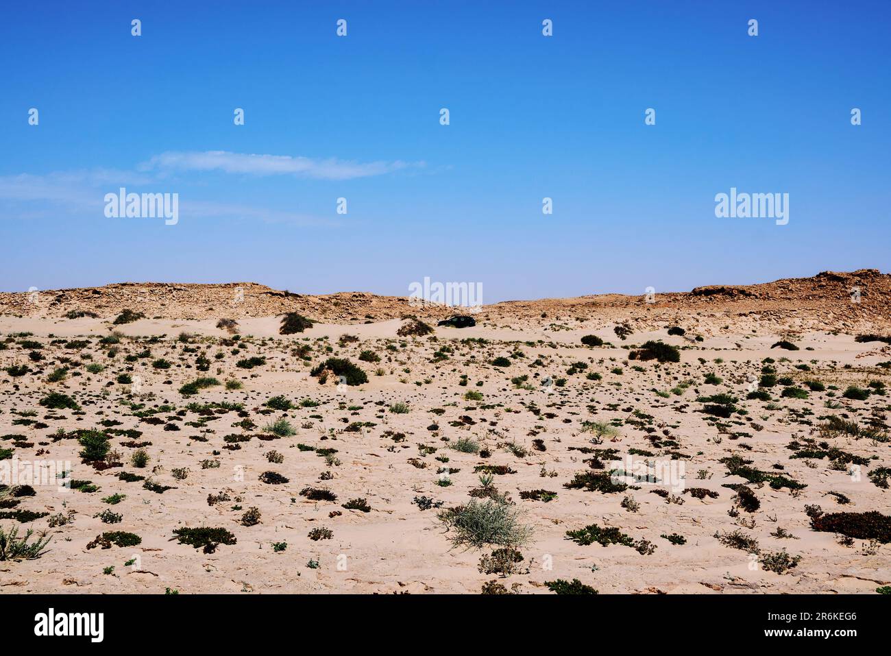 landscape in the desert with a blue sky and rocks formation Stock Photo ...