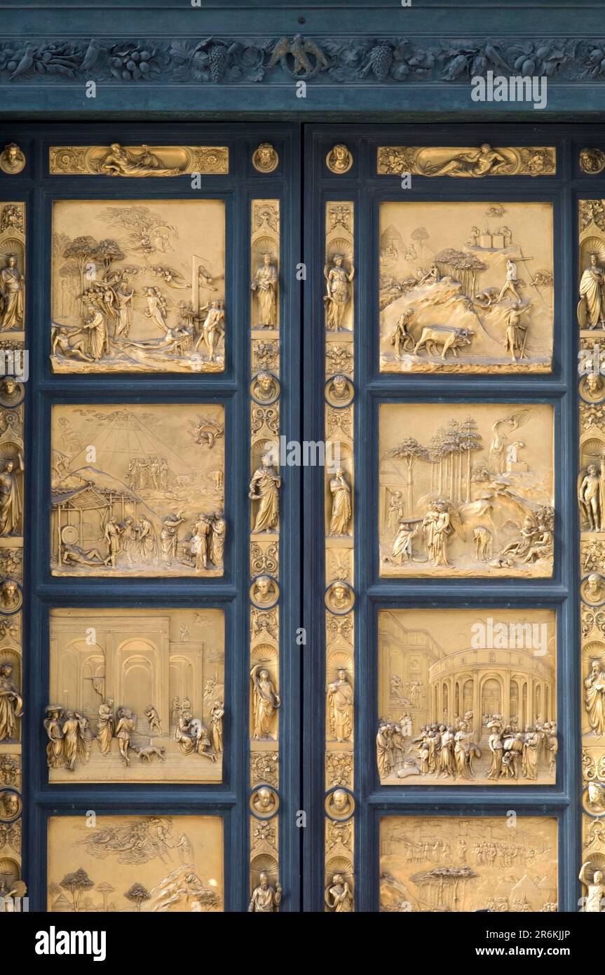 East portal 'Porta del Paradiso', Firenze, Battistero, Paraesporte, Paraesestuer, Paraesestuer, Baptistery, Baptisterium San Giovanni, Florence Stock Photo