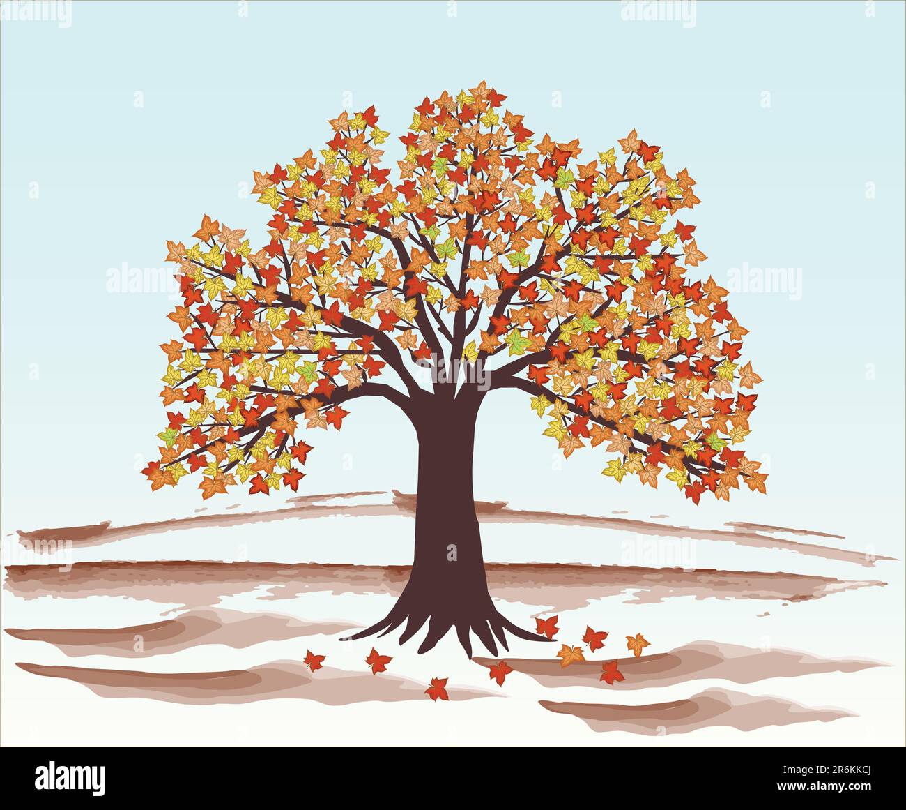 Autumn Leaves and tree - vector illustration Stock Vector