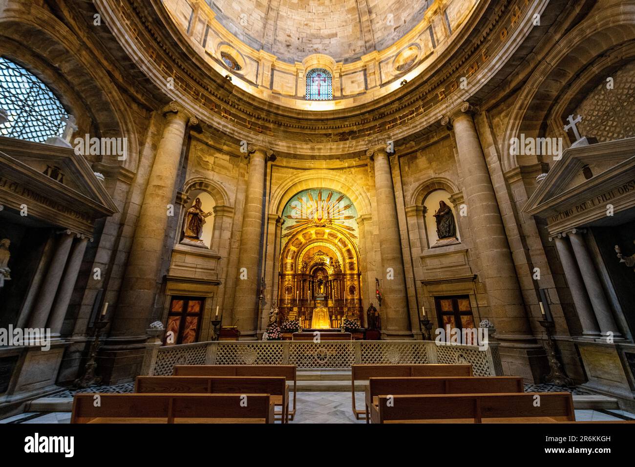 Interior of the Cathedral, Santiago de Compostela, UNESCO World Heritage Site, Galicia, Spain, Europe Stock Photo