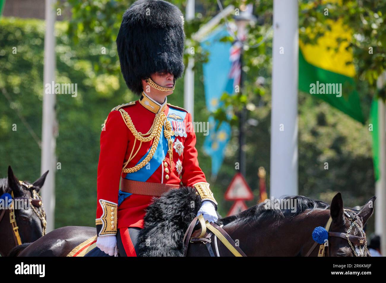 The Mall, London, UK. 10th June 2023. 'The Colonel's Review'. Trooping the Colour Reviewed by The Colonel of the Regiment, Colonel of the Welsh Guards, Prince William Prince of Wales,  The Colonel's Review is the second rehearsal for the Trooping the Colour parade which will take place on the 17th June 2023. Photo by Amanda Rose/Alamy Live News Stock Photo