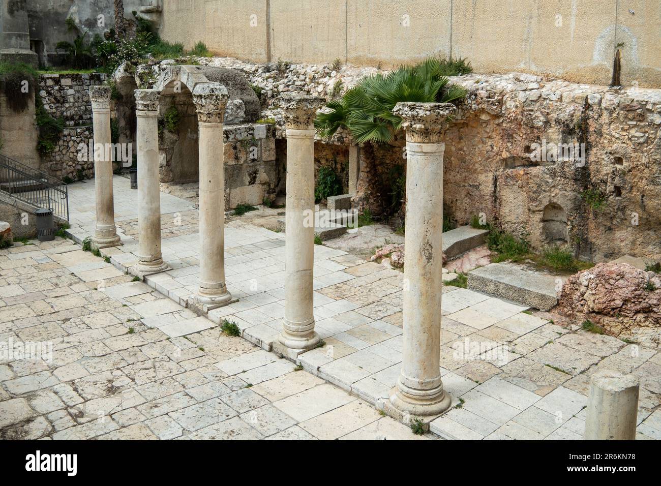 Ancient roman columns on the Cardo street in the Old city of Jerusalem ...