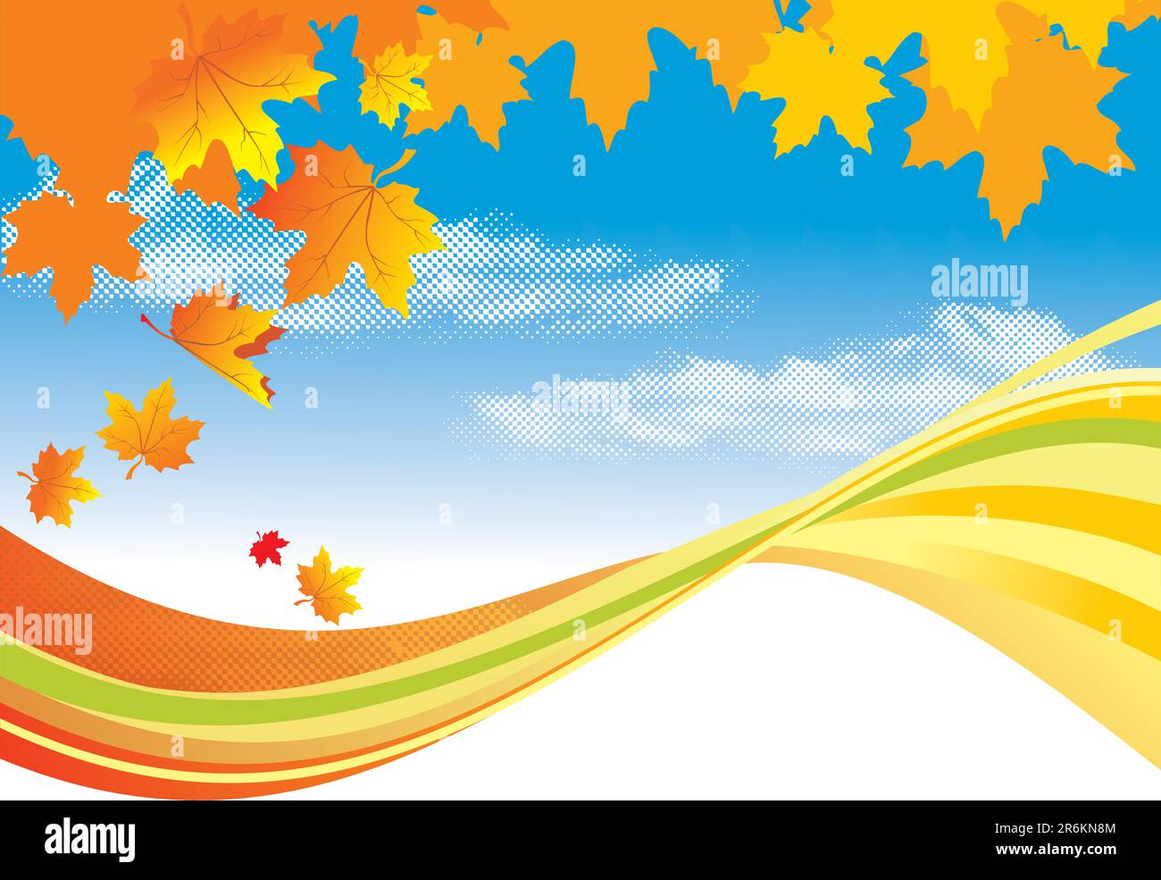 Autumn Background / gold leaves and blue sky / vector Stock Vector ...