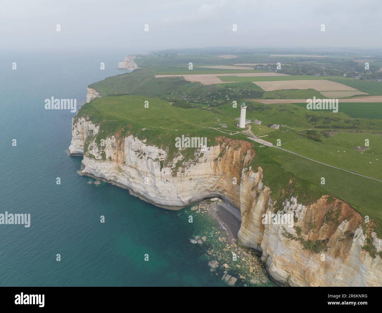 Etretat chalk cliffs in France. Top down view Stock Photo Alamy