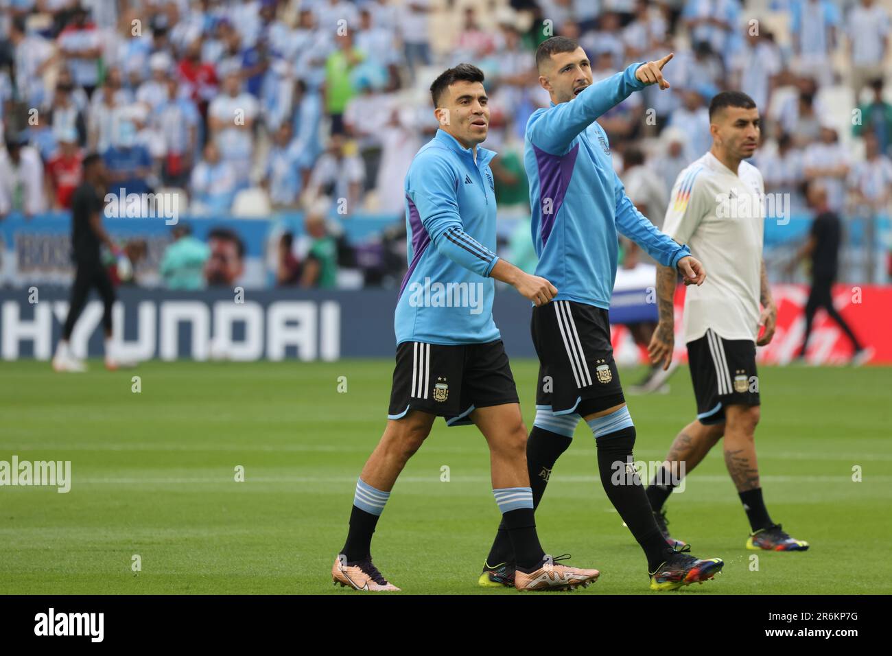 Lusail, Qatar, 22, November, 2022. Marcos Acuña and Guido Rodriguez in