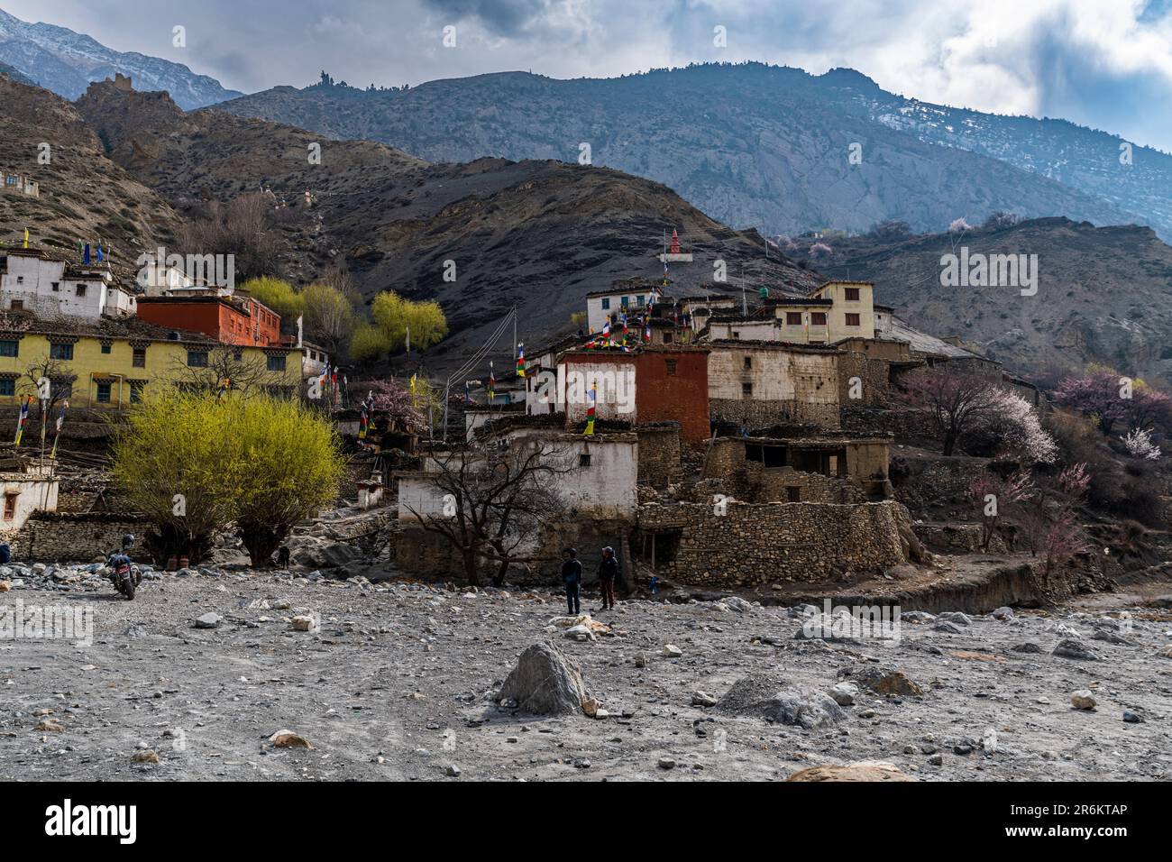 Remote Tetang village, Kingdom of Mustang, Himalayas, Nepal, Asia Stock Photo