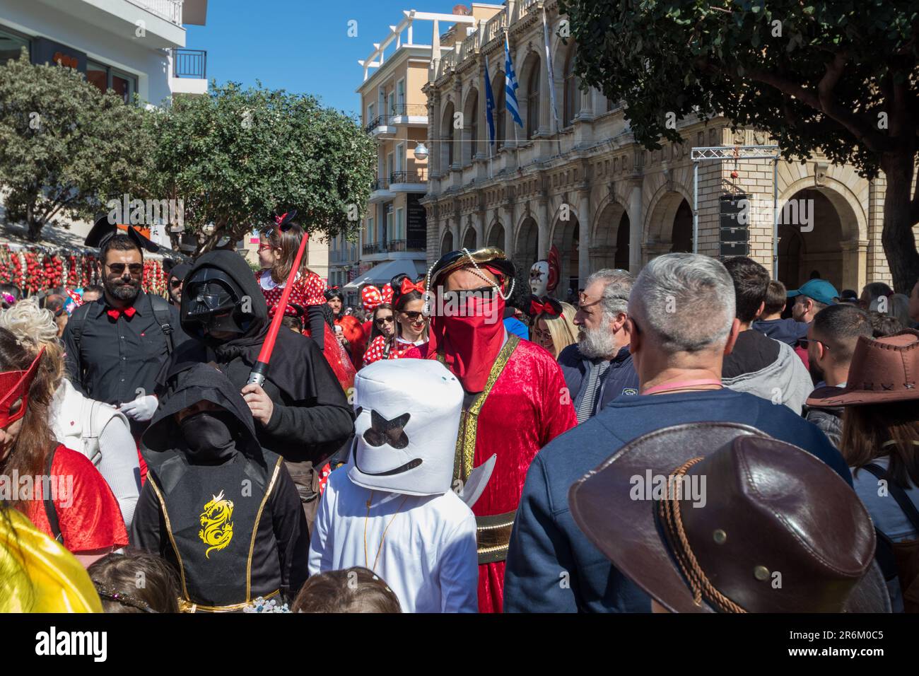 Heraklion, Crete Greece February 19, 2023: Carnival parade in Heraklion,  Crete. People take part at the parade with costumes while dancing in the  city Stock Photo - Alamy