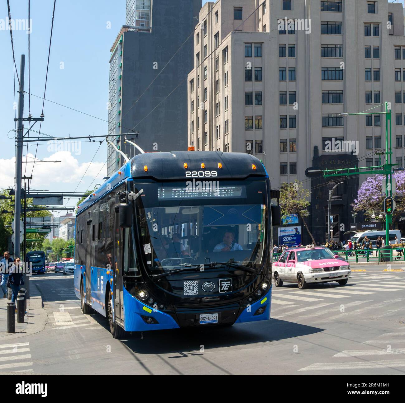 Electric powered modern trolley bus public transport rapid transit