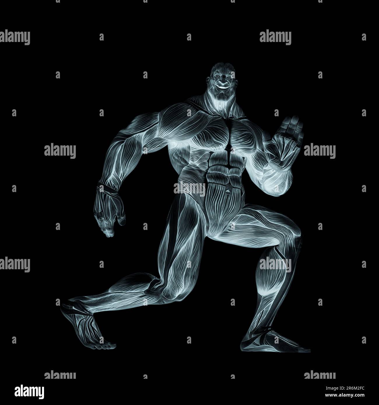 muscle maps of a strong man posing. This guy in clipping path is very  useful for graphic design creations, 3d illustration Stock Photo - Alamy