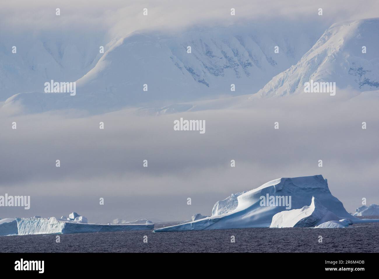 Icebergs in Gerlache Strait, Antarctic Peninsula Stock Photo