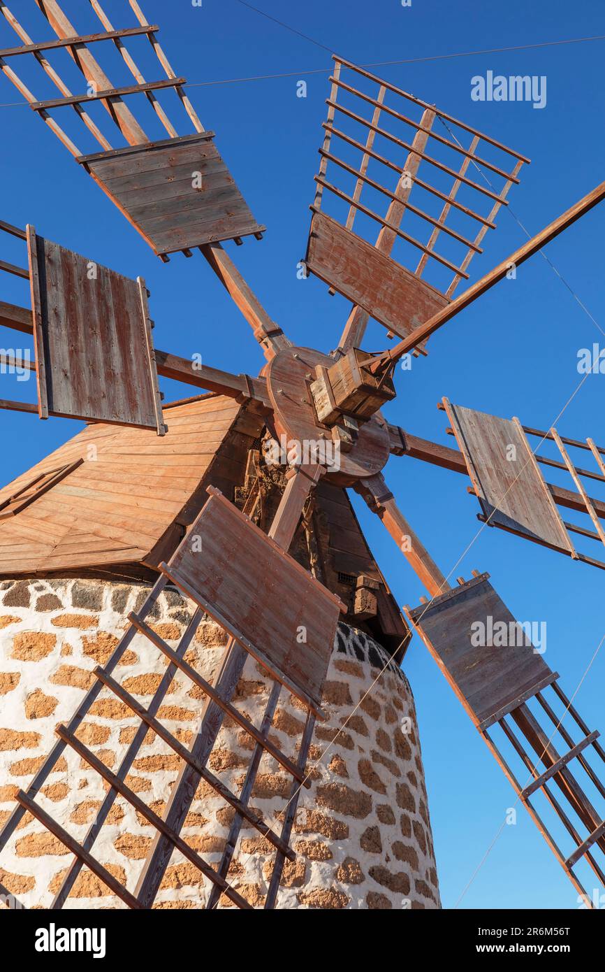 Traditionell windmill Molino de Tefia, Tefia, Fuerteventura, Canary Islands, Spain, Atlantic, Europe Stock Photo