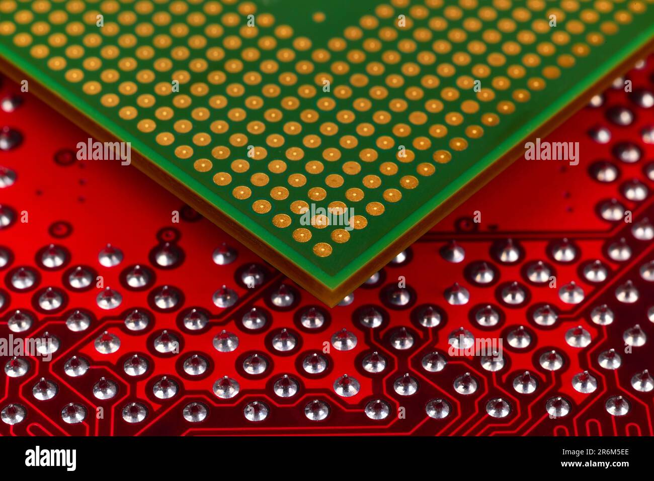 computer cpu chip on mainboard, extra close up Stock Photo Alamy
