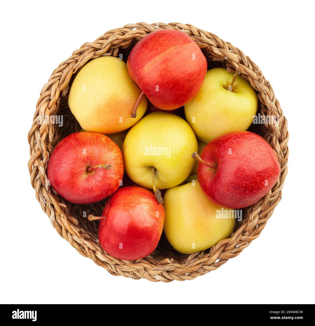 colorful apples in a basket path isolated on white Stock Photo - Alamy